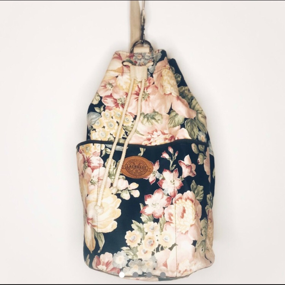 Vintage Floral Lacrosse Crossbody Bag